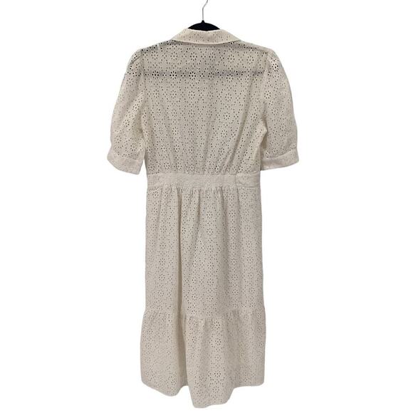 Ba&sh Selya Broderie Anglasis Eyelet Cotton Shirt Dress In Ecru Size 4 - Picture 8 of 13